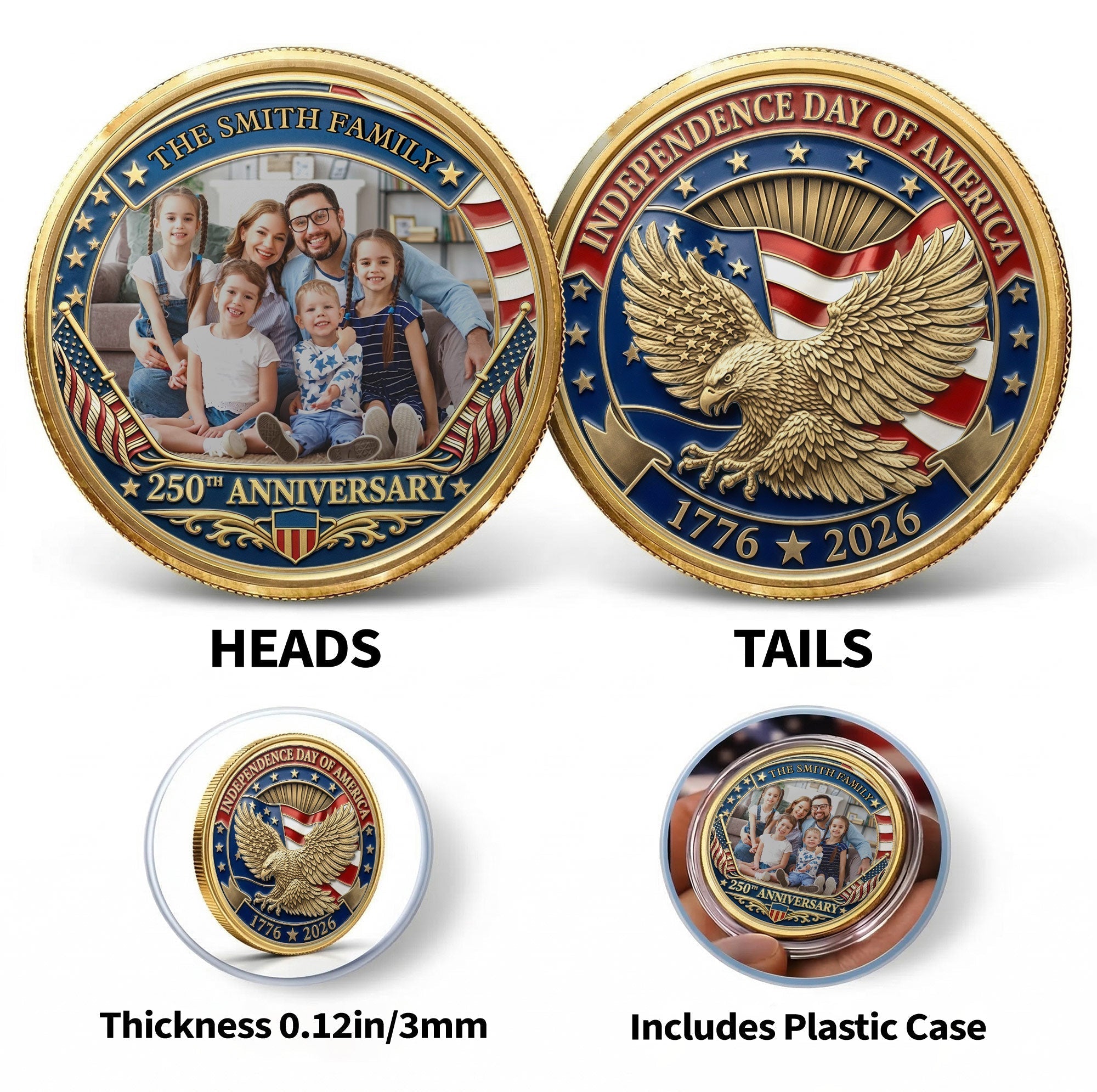 Personalized Commemorative Coin Custom Family Photo Gift
