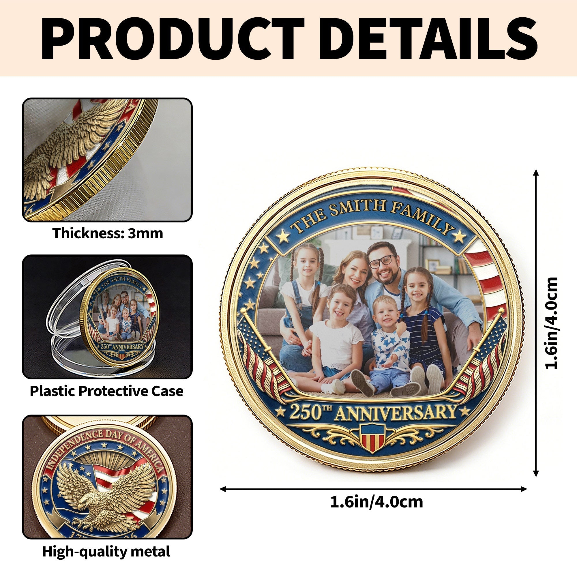Personalized Commemorative Coin Custom Family Photo Gift