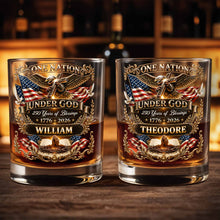 Load image into Gallery viewer, Personalized Whiskey Glass with Eagle Cross &amp; American Flag Gift for Dad
