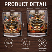 Load image into Gallery viewer, Personalized Whiskey Glass with Eagle Cross &amp; American Flag Gift for Dad
