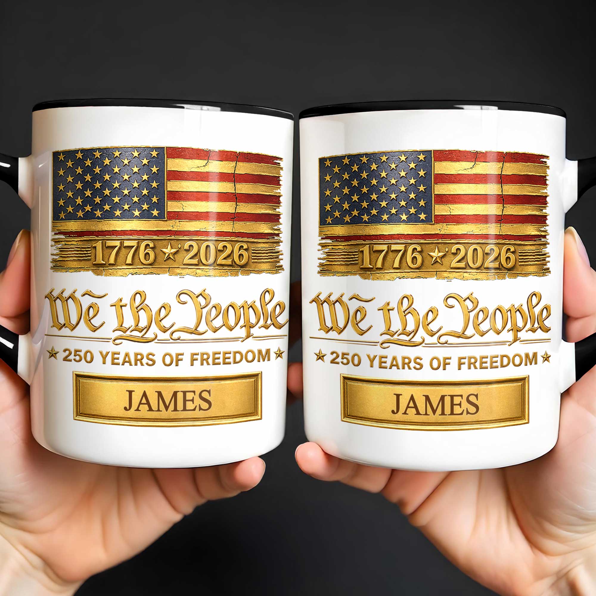 Personalized Ceramic Accent Mug Custom Name American Flag Gift for Dad