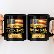 Load image into Gallery viewer, Personalized Black Mug Custom American Flag Gift for Dad
