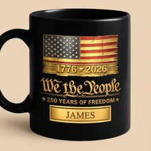 Load image into Gallery viewer, Personalized Black Mug Custom American Flag Gift for Dad
