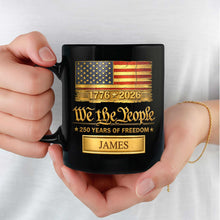 Load image into Gallery viewer, Personalized Black Mug Custom American Flag Gift for Dad
