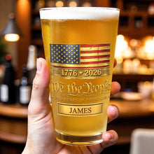 Load image into Gallery viewer, Personalized USA Flag Beer Glass Custom Name Gift for Dad

