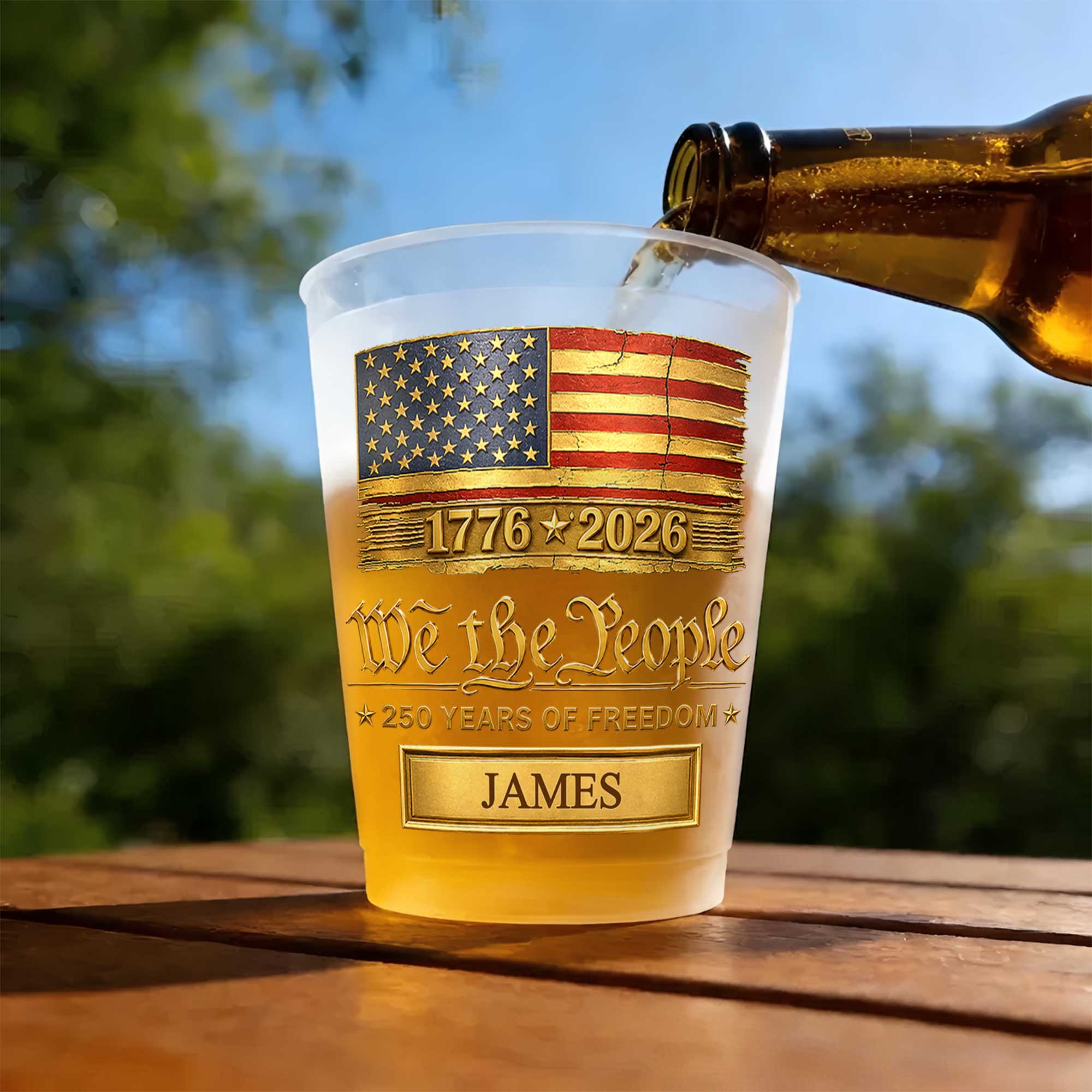 Personalized American Flag Frosted Cups Custom Name Gift