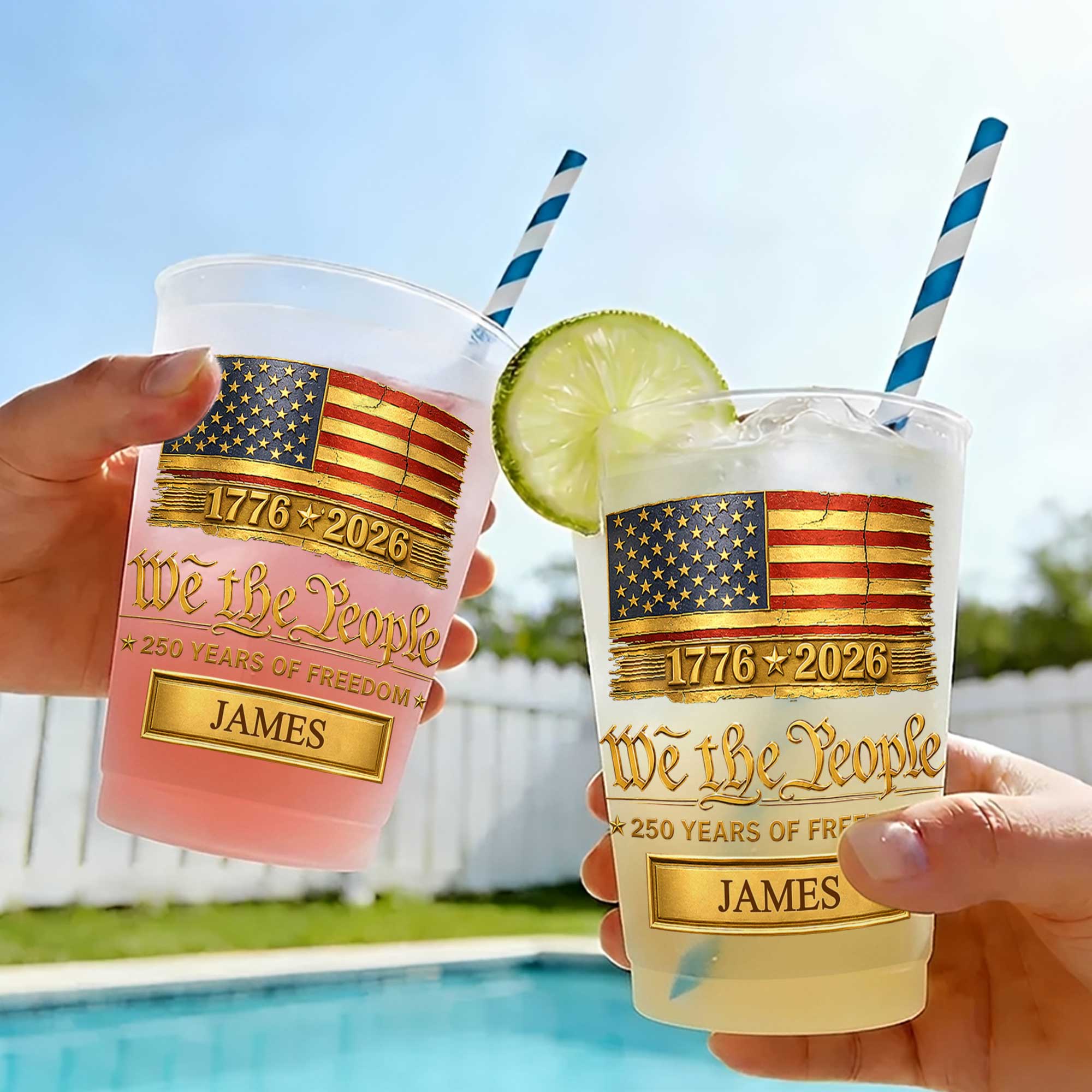 Personalized American Flag Frosted Cups Custom Name Gift
