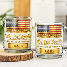 Load image into Gallery viewer, Personalized 11oz Glass Mug USA Flag Gift for Dad - 4th of July
