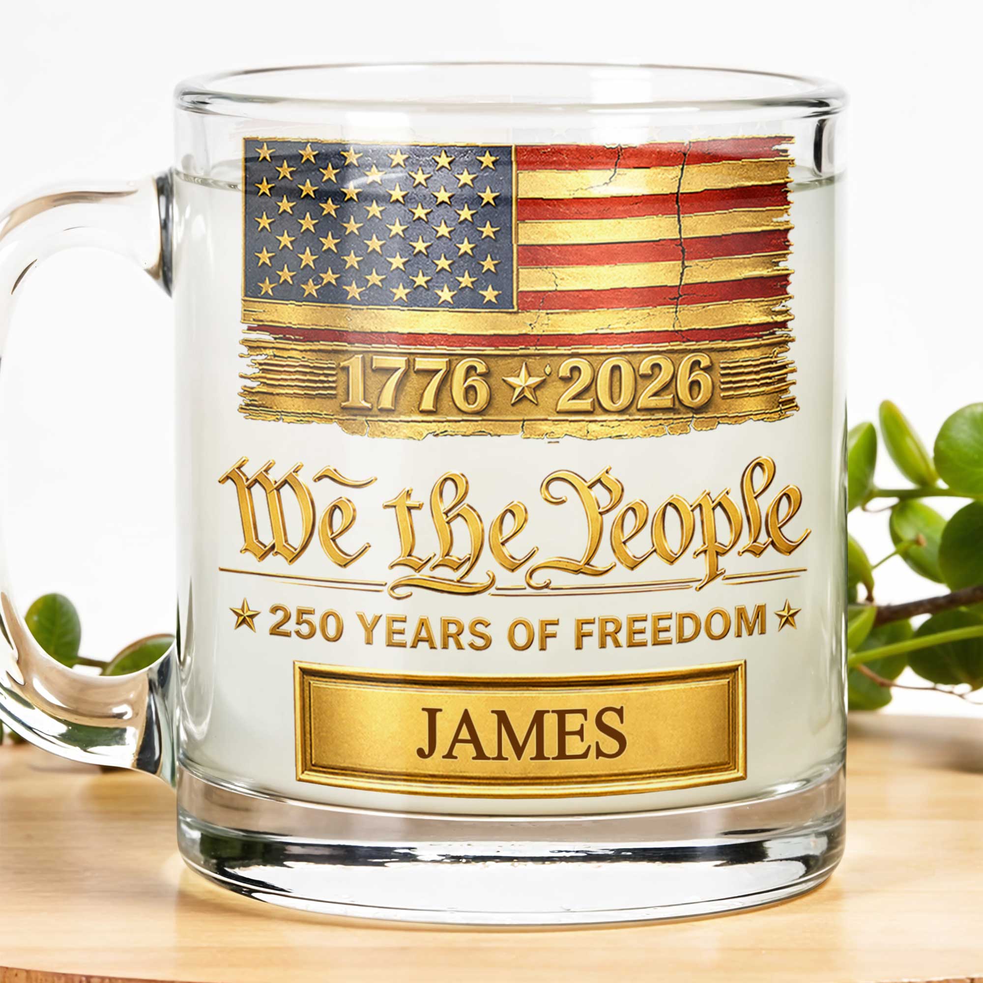 Personalized 11oz Glass Mug USA Flag Gift for Dad - 4th of July