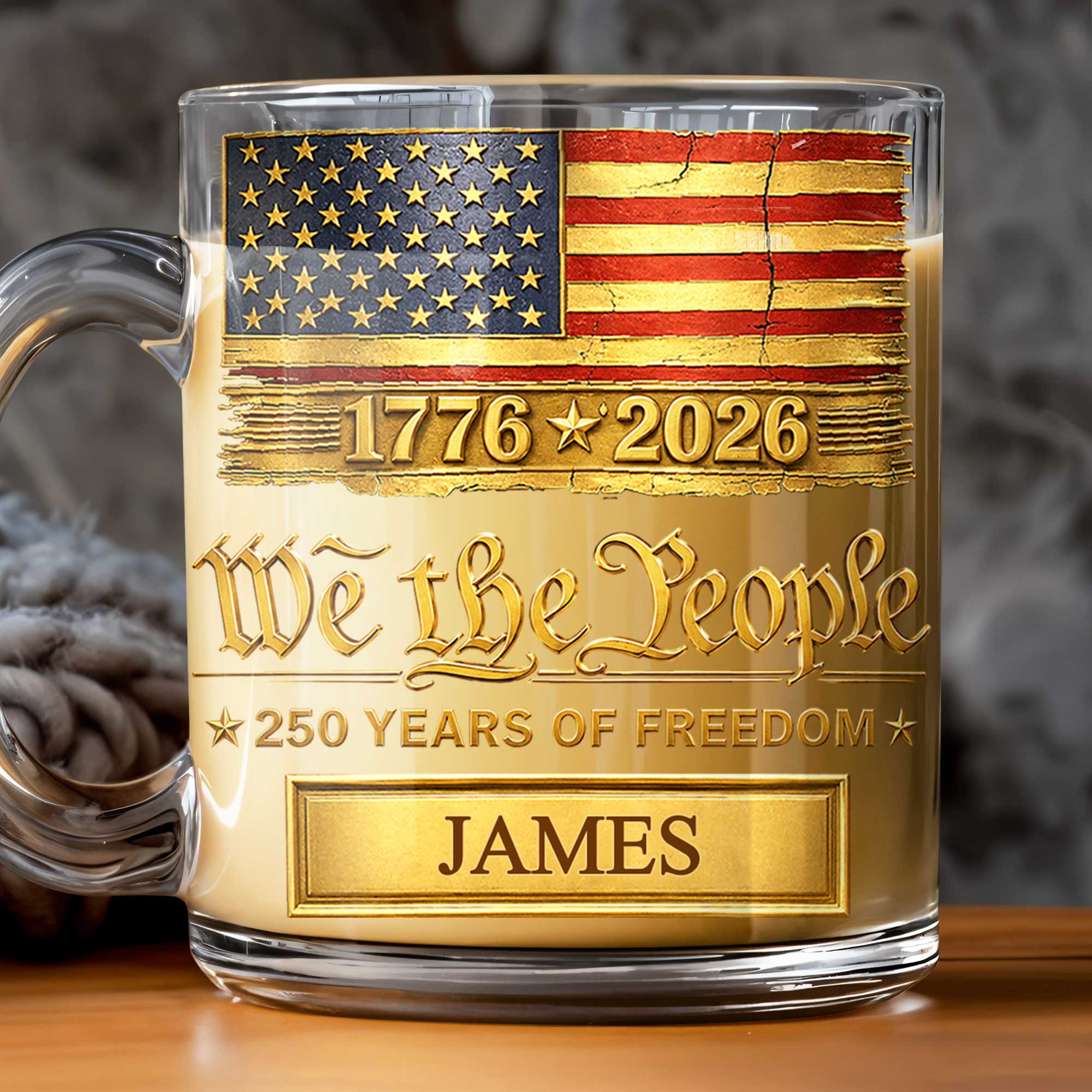 Personalized 11oz Glass Mug USA Flag Gift for Dad - 4th of July