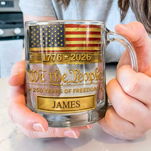 Load image into Gallery viewer, Personalized 11oz Glass Mug USA Flag Gift for Dad - 4th of July
