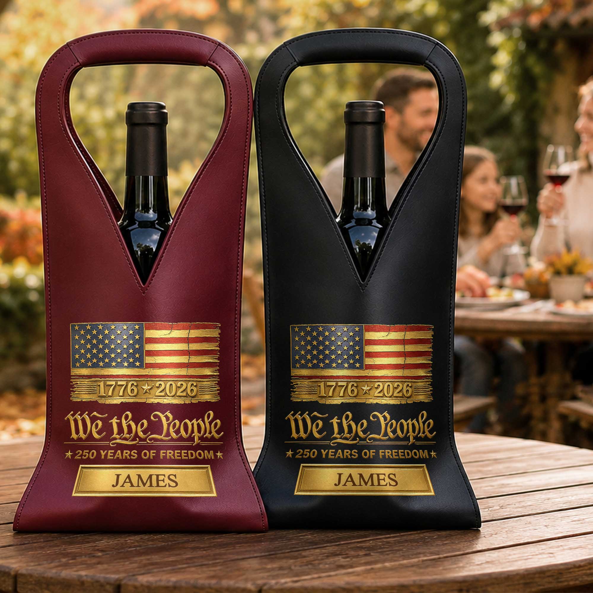 Personalized Leather Wine Bag Custom Name Gift for Dad