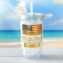 Load image into Gallery viewer, Personalized Plastic Tumbler Custom Name USA Flag Gift for Dad
