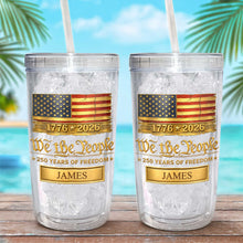 Load image into Gallery viewer, Personalized Plastic Tumbler Custom Name USA Flag Gift for Dad
