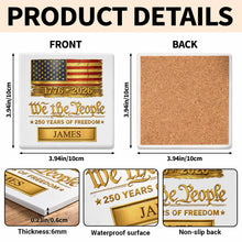 Load image into Gallery viewer, Personalized American Flag Ceramic Coaster Custom Name Gift for Dad
