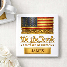 Load image into Gallery viewer, Personalized American Flag Ceramic Coaster Custom Name Gift for Dad

