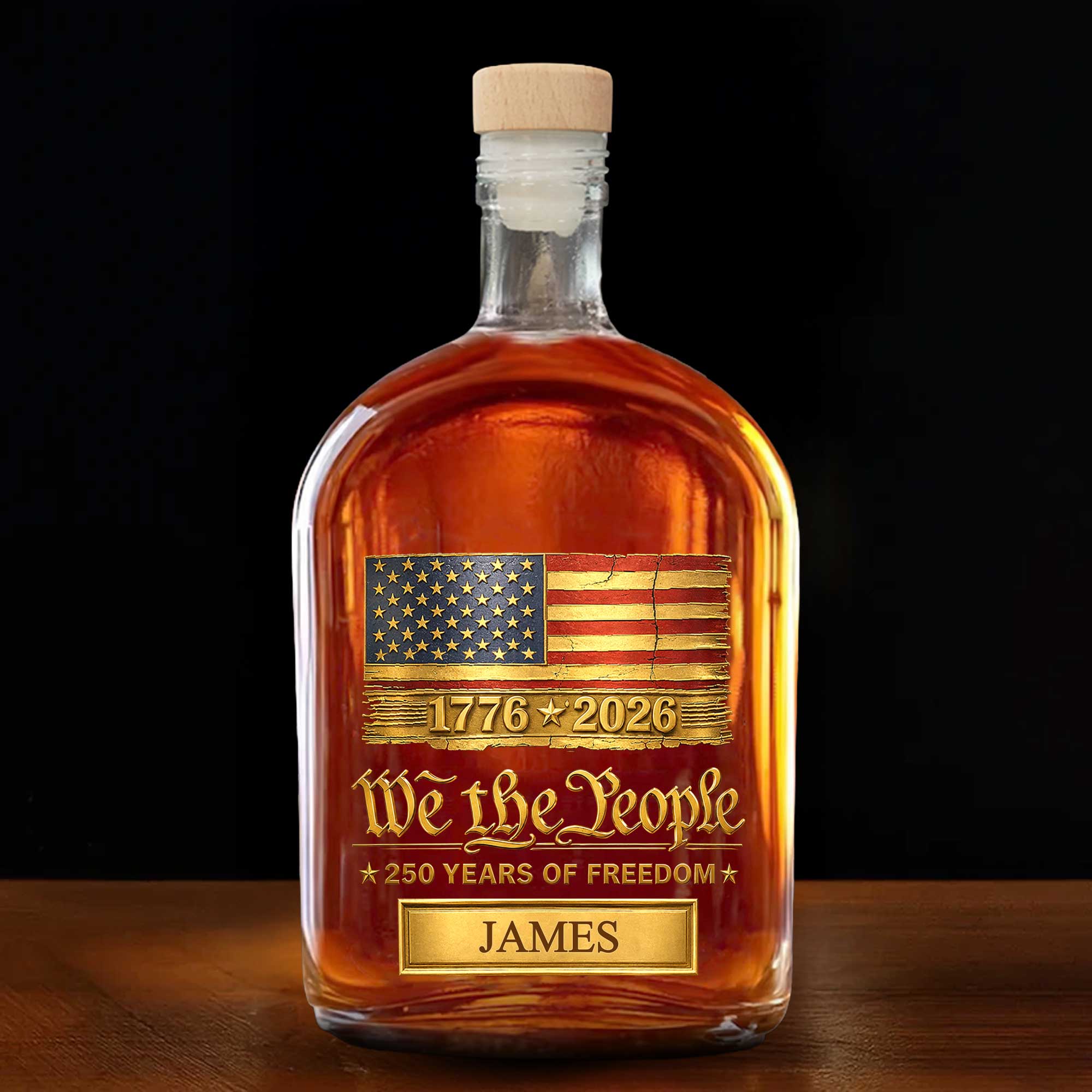 Personalized Whiskey Bottle American Flag Custom Gift for Dad
