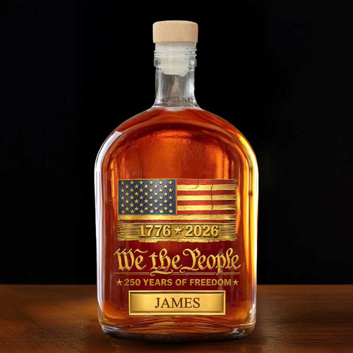 Personalized Whiskey Bottle American Flag Custom Gift for Dad