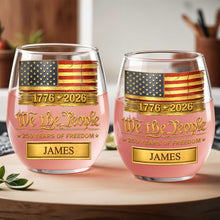 Load image into Gallery viewer, Personalized 15oz Stemless Wine Glass Gift for 4th of July
