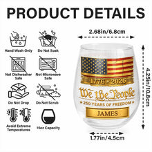 Load image into Gallery viewer, Personalized 15oz Stemless Wine Glass Gift for 4th of July
