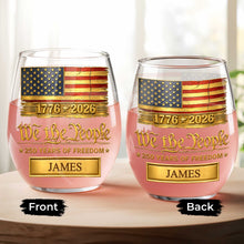 Load image into Gallery viewer, Personalized 15oz Stemless Wine Glass Gift for 4th of July

