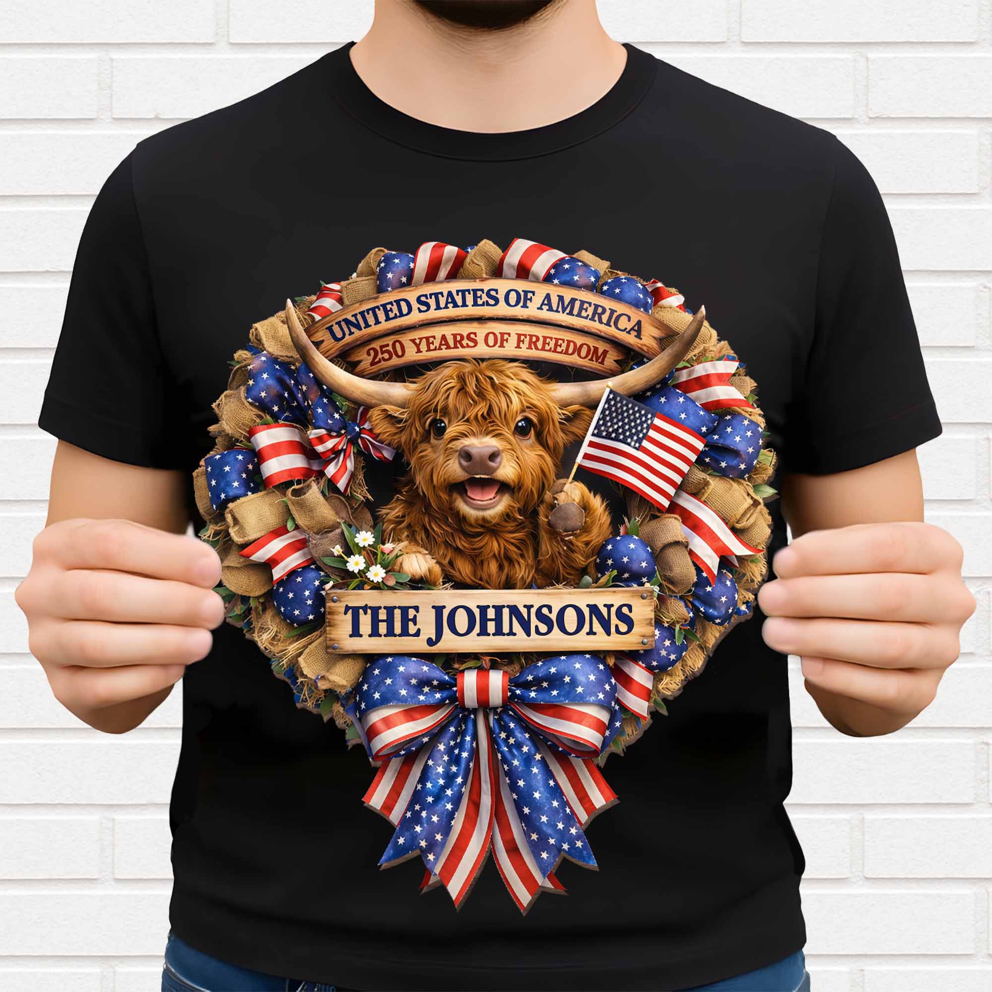 Personalized Custom Shaped Wood Sign USA Flag Gift for Family
