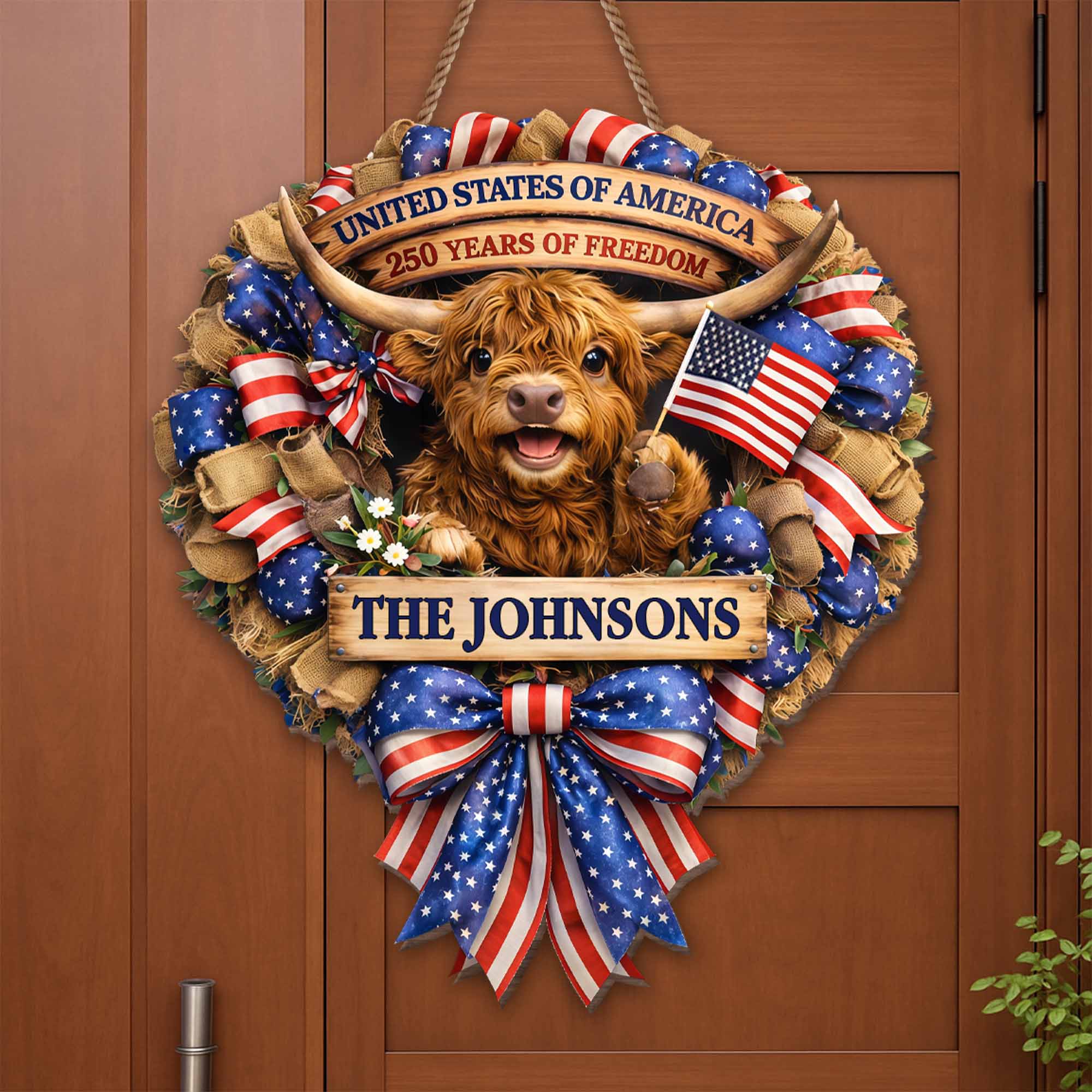 Personalized Custom Shaped Wood Sign USA Flag Gift for Family
