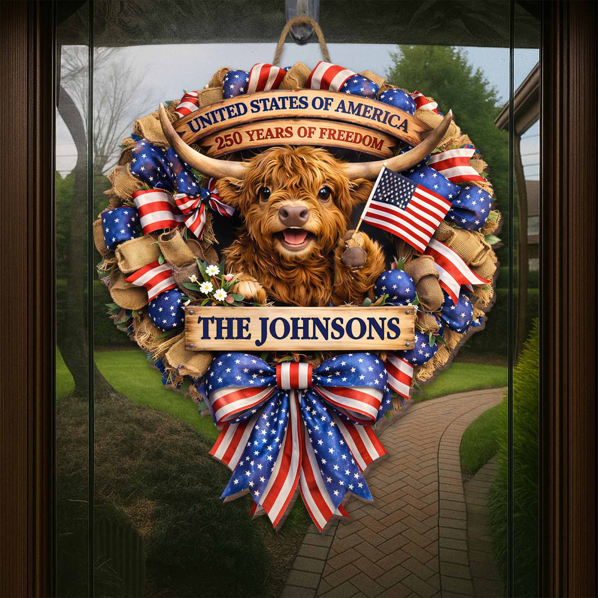 Personalized Custom Shaped Wood Sign USA Flag Gift for Family