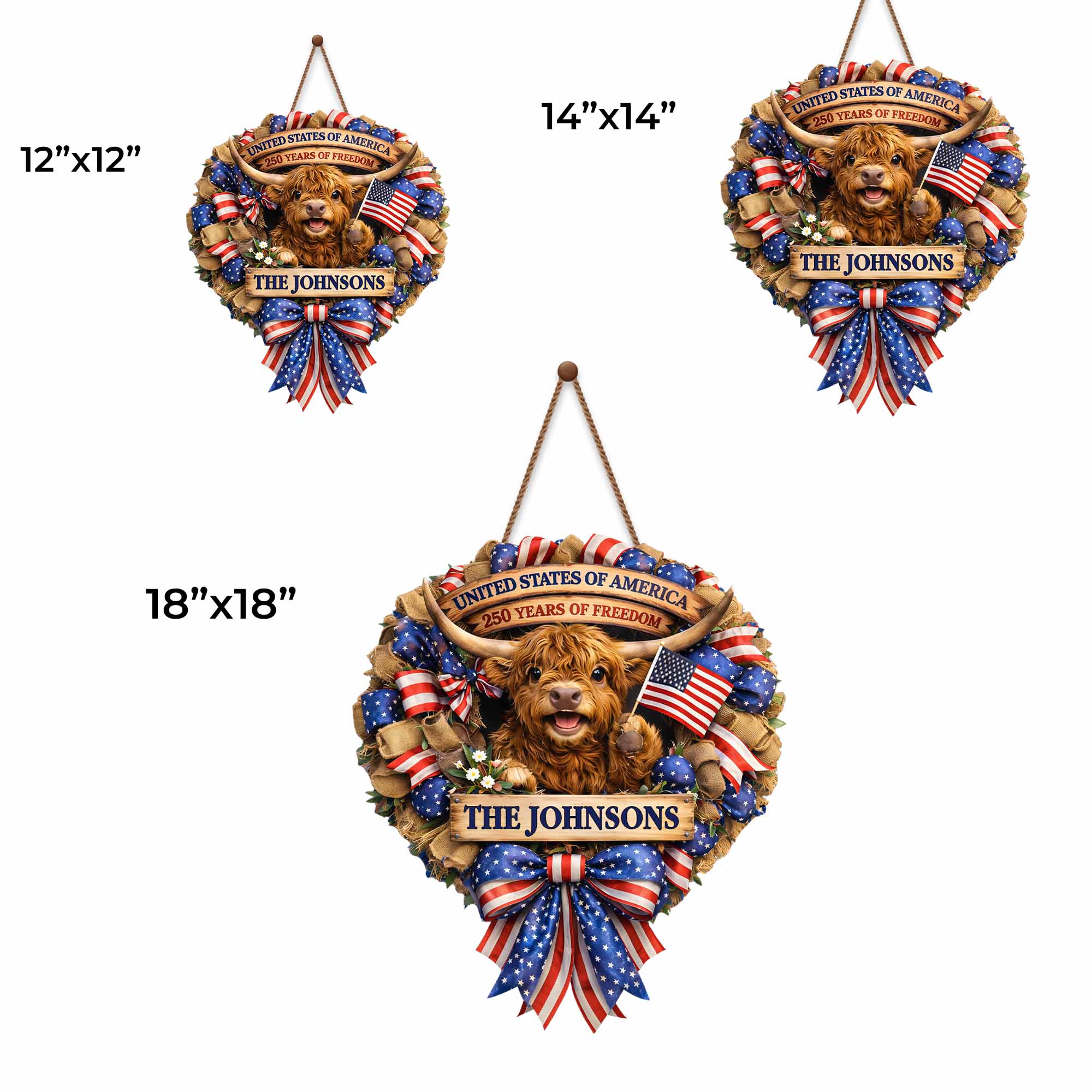 Personalized Custom Shaped Wood Sign USA Flag Gift for Family