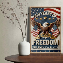 Load image into Gallery viewer, Personalized Vertical Poster with American Flag Bald Eagle Custom Family Name Gift for Dad
