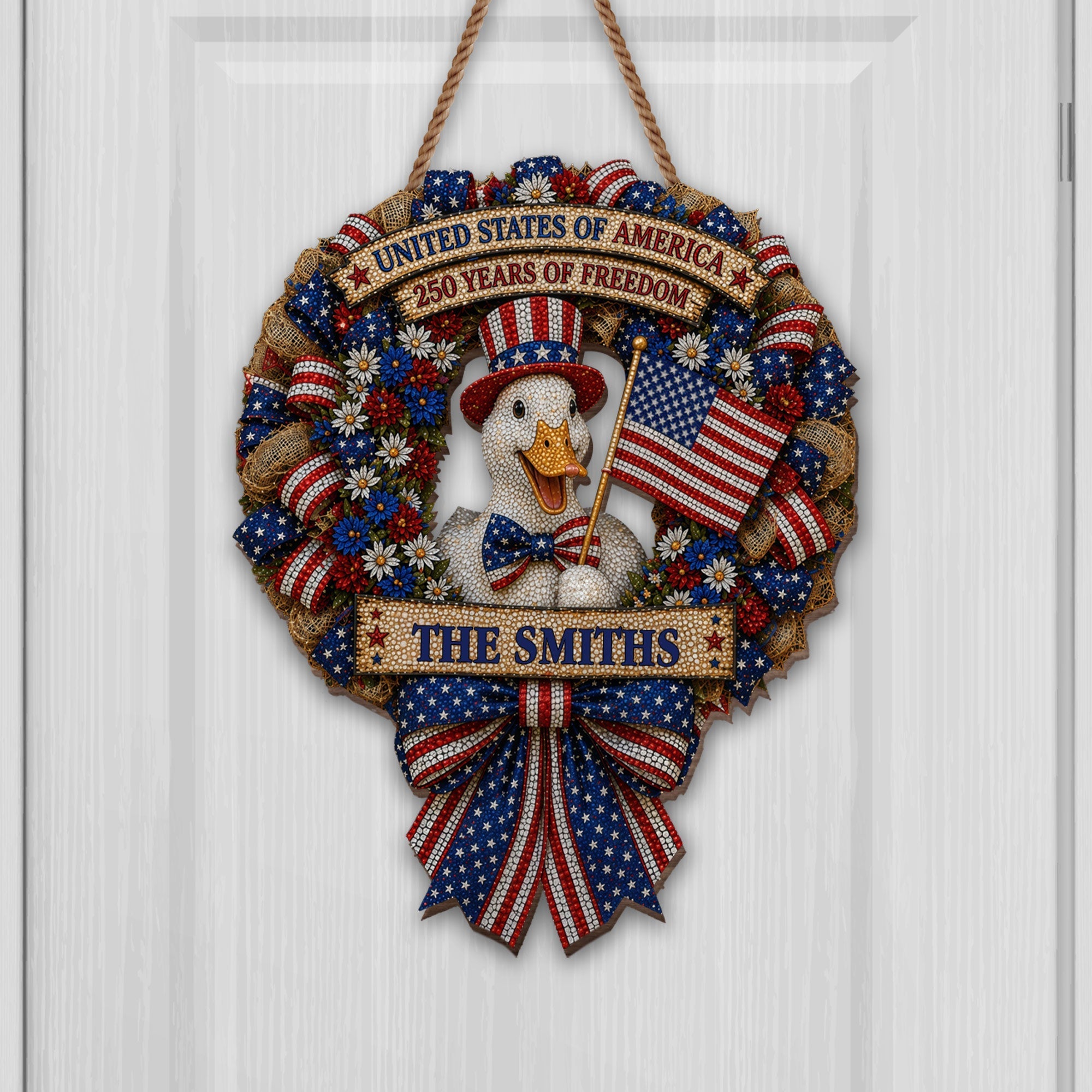 Personalized Wood Sign USA Freedom Duck Custom Name Gift