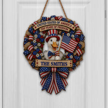 Load image into Gallery viewer, Personalized Wood Sign USA Freedom Duck Custom Name Gift
