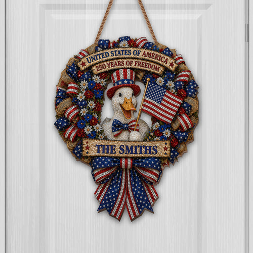 Personalized Wood Sign USA Freedom Duck Custom Name Gift