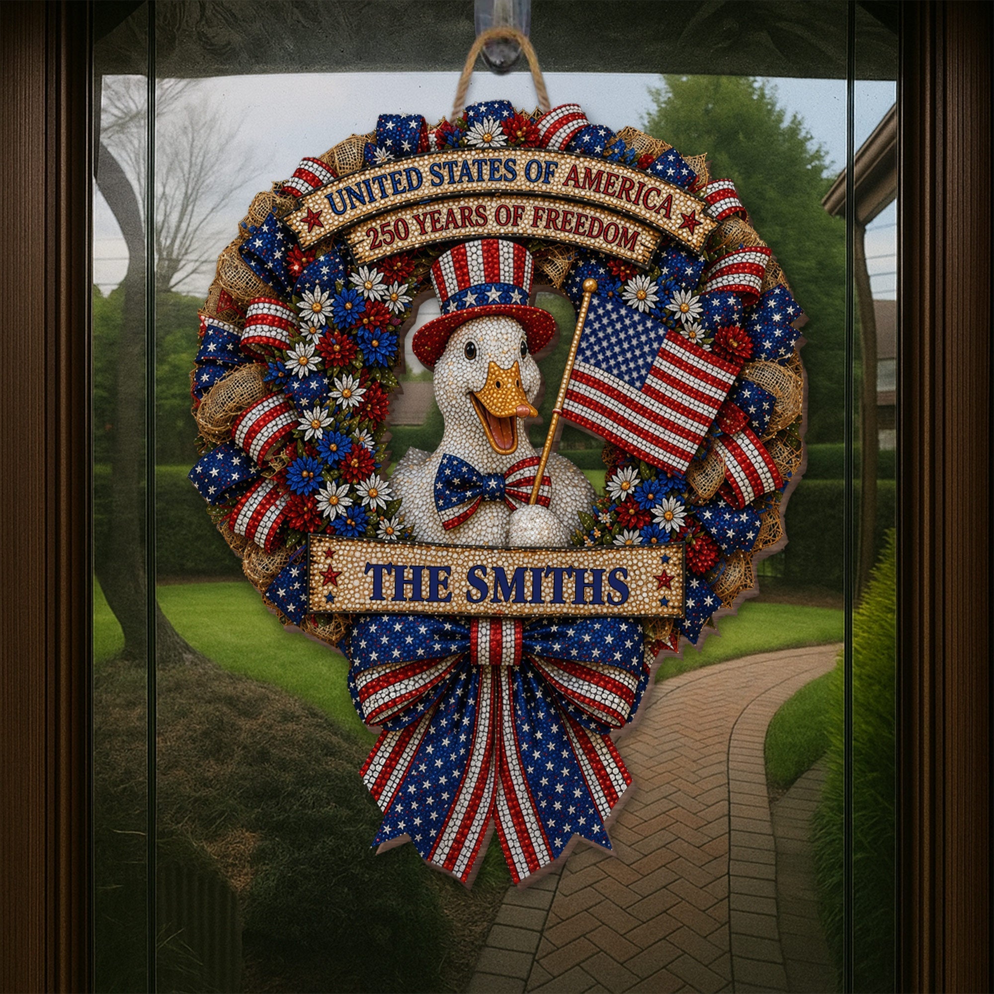Personalized Wood Sign USA Freedom Duck Custom Name Gift