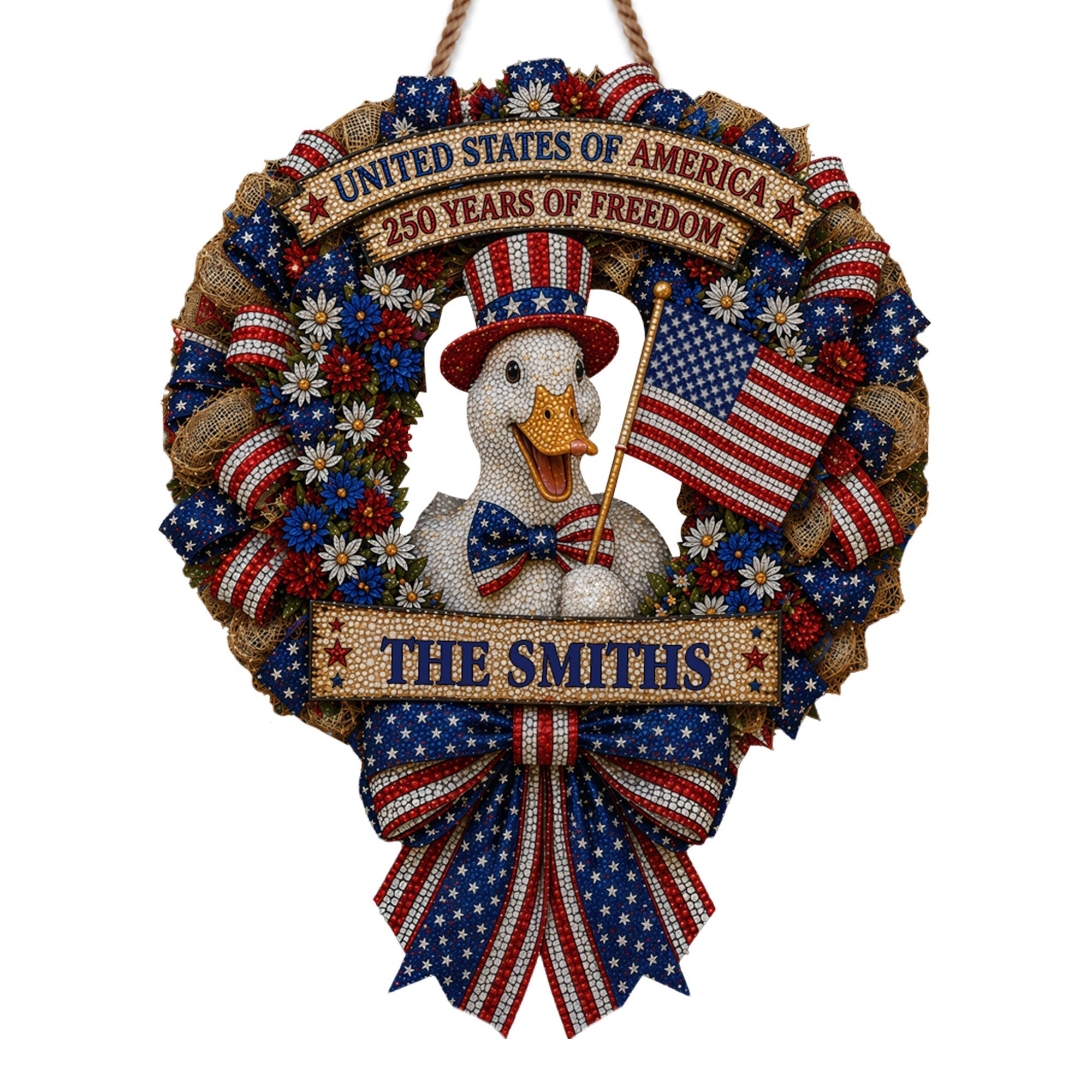 Personalized Wood Sign USA Freedom Duck Custom Name Gift