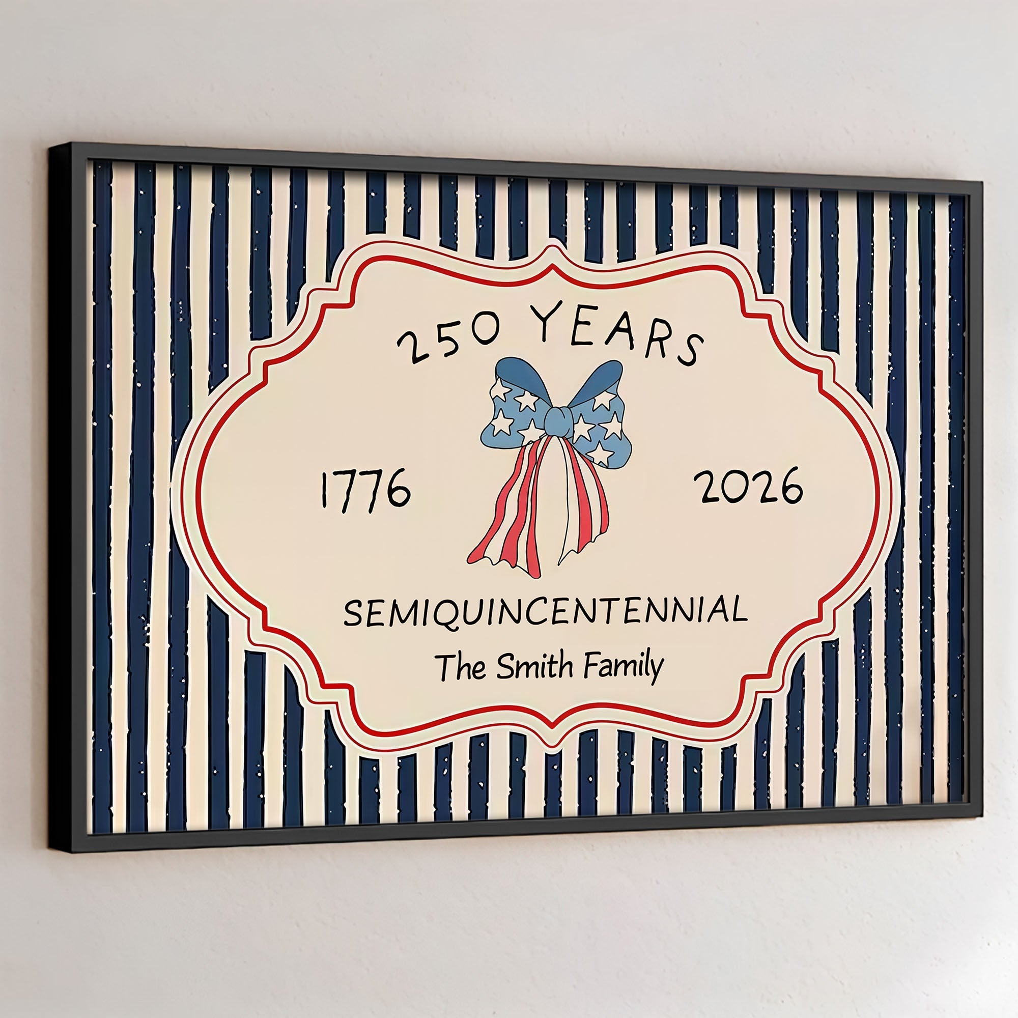 Personalized 4th of July Family Poster Custom Name Decor