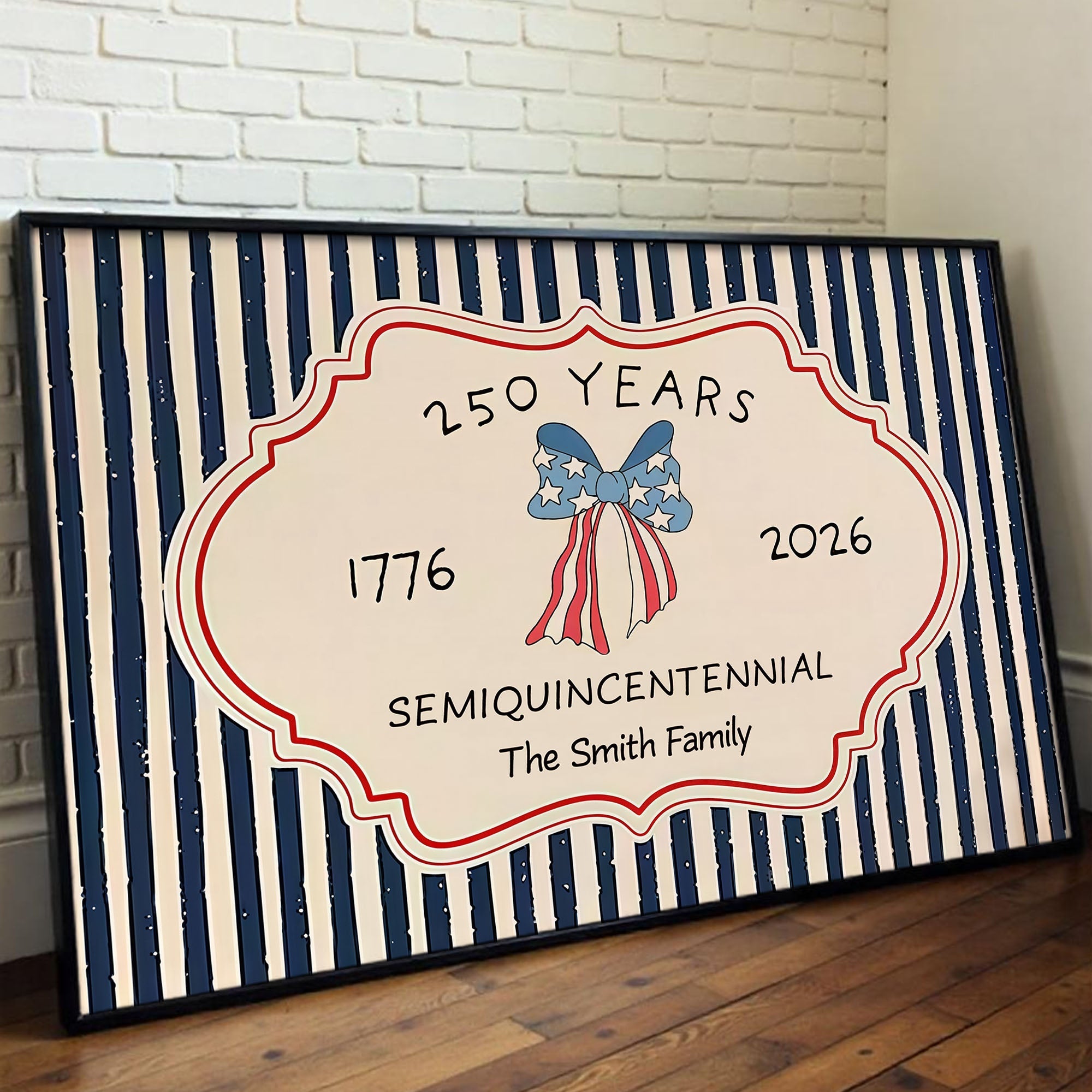 Personalized 4th of July Family Poster Custom Name Decor