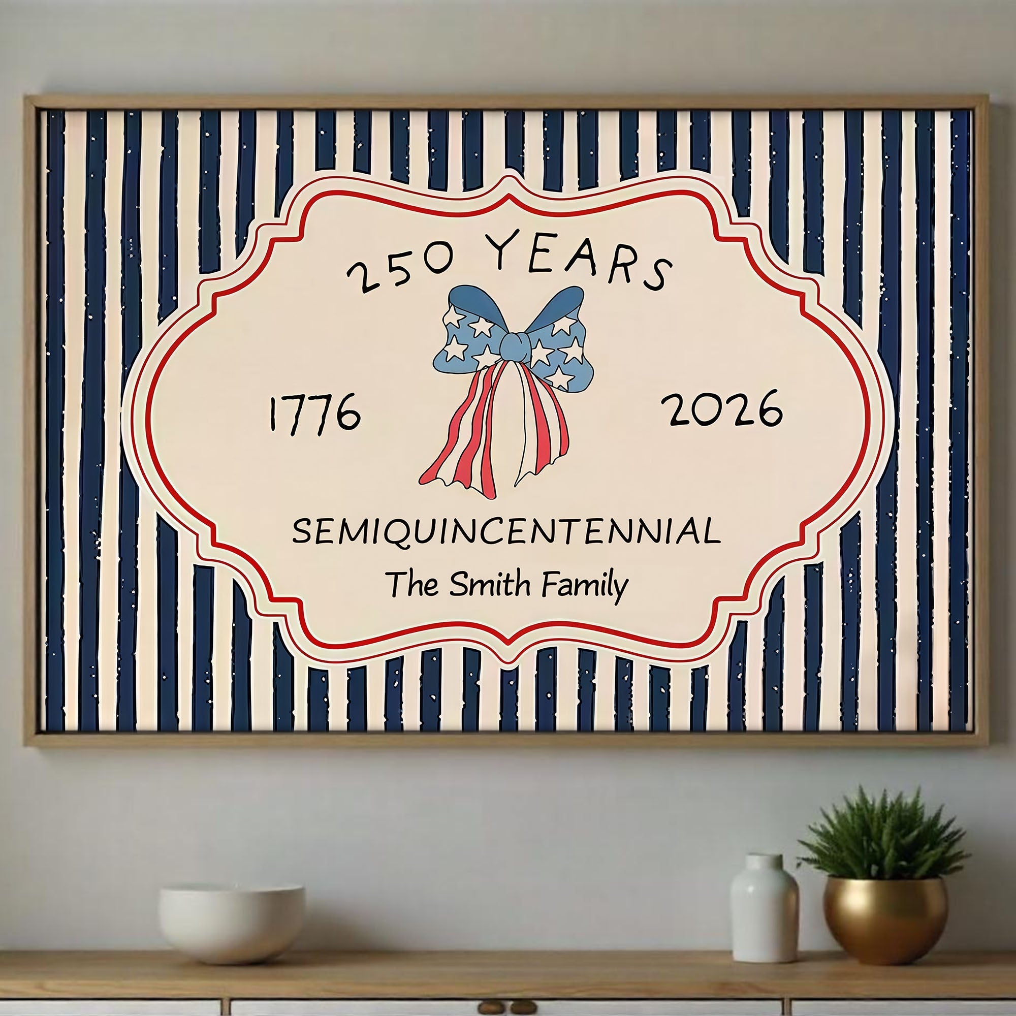 Personalized 4th of July Family Poster Custom Name Decor