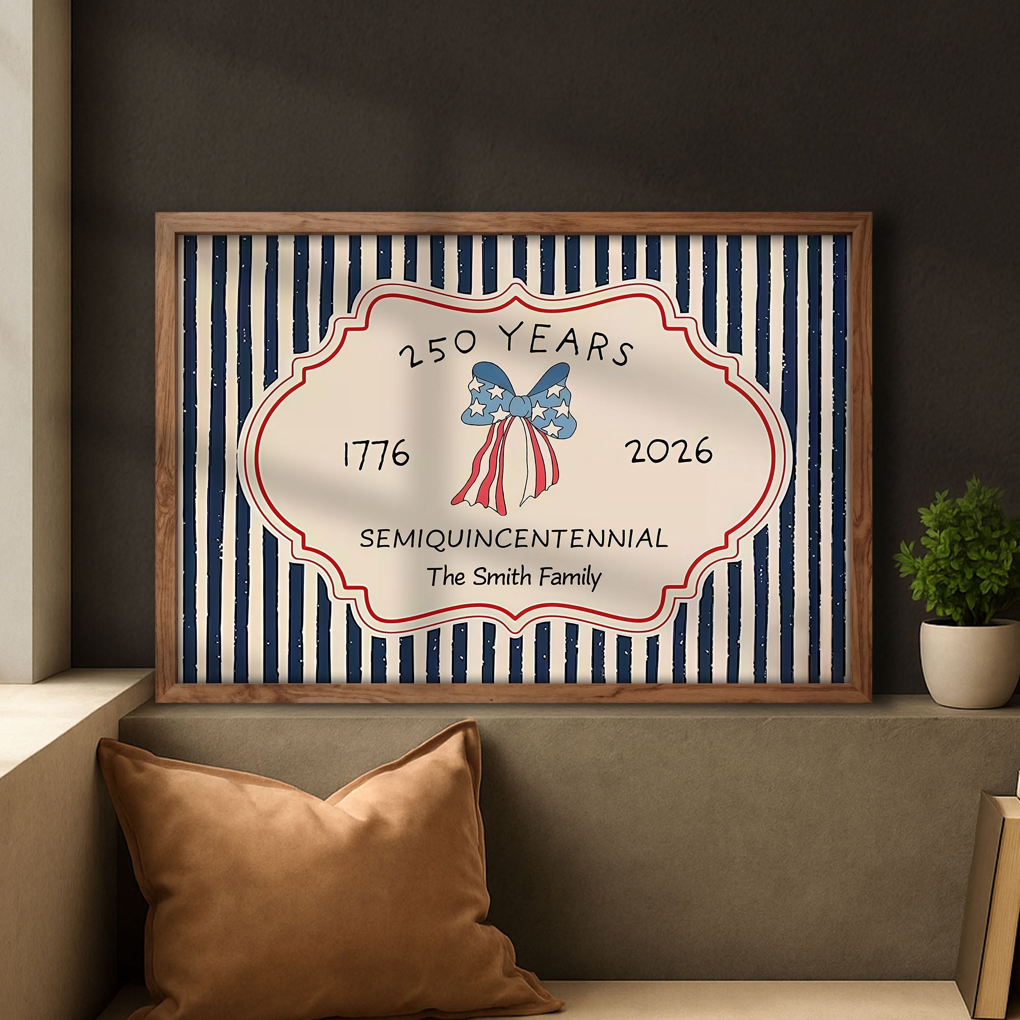 Personalized 4th of July Family Poster Custom Name Decor