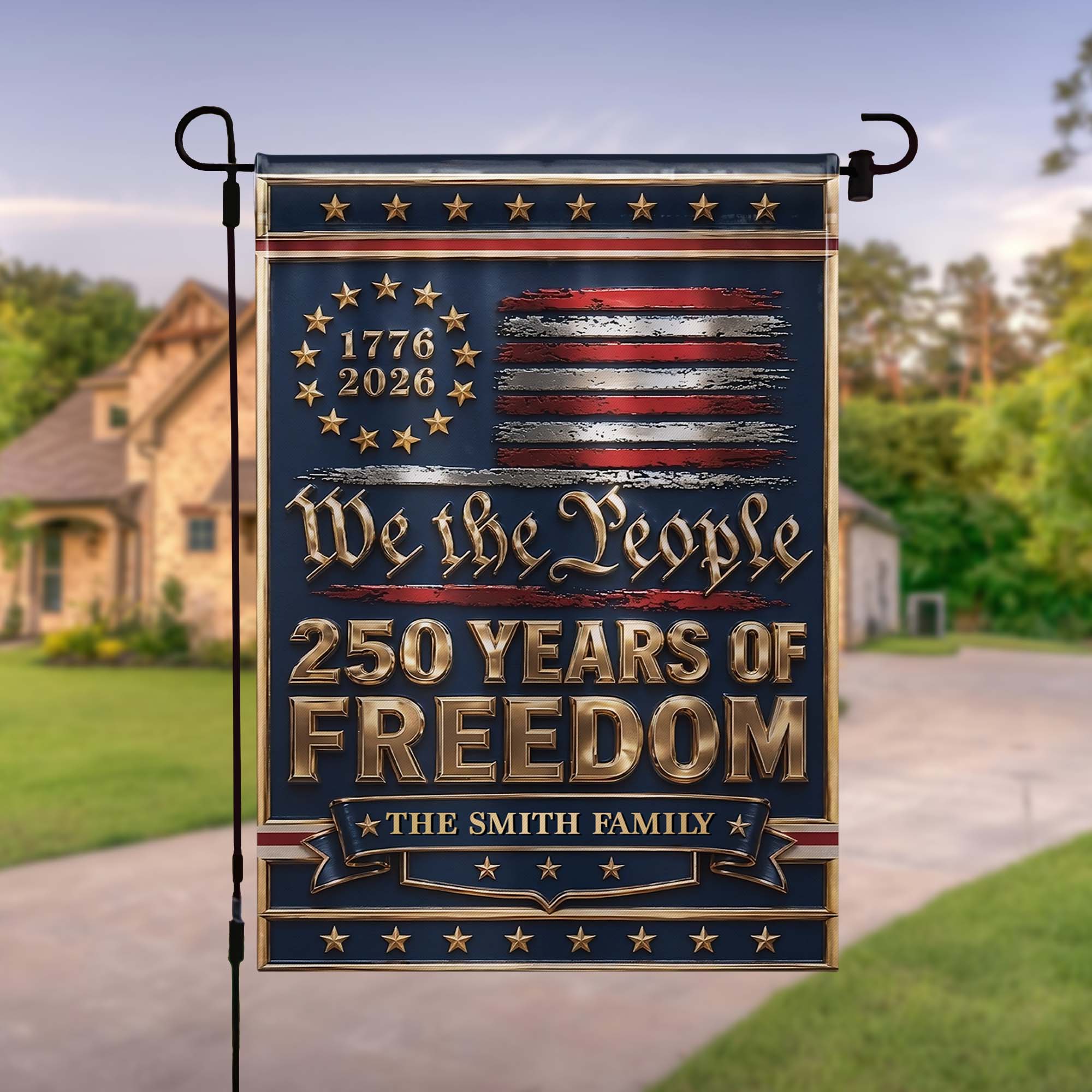 Personalized Double-Sided Garden Flag Custom Family Name Independence Day Gift