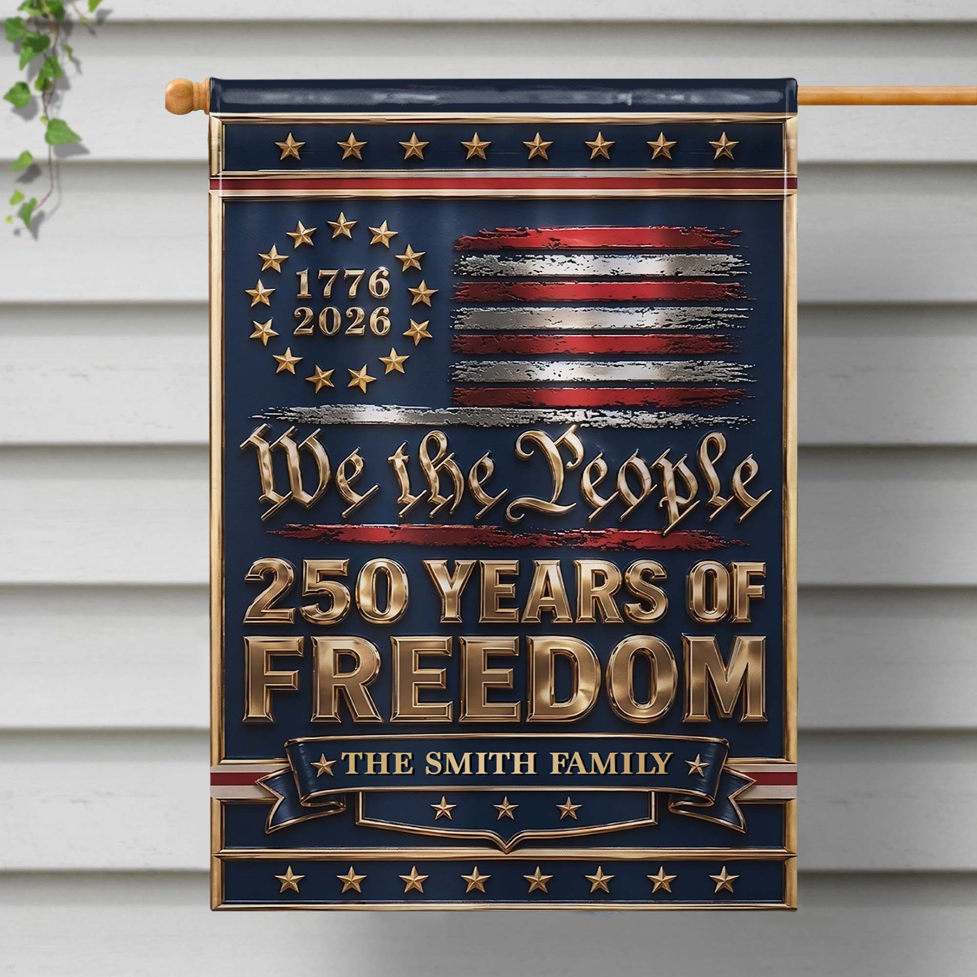 Personalized Double-Sided Garden Flag Custom Family Name Independence Day Gift