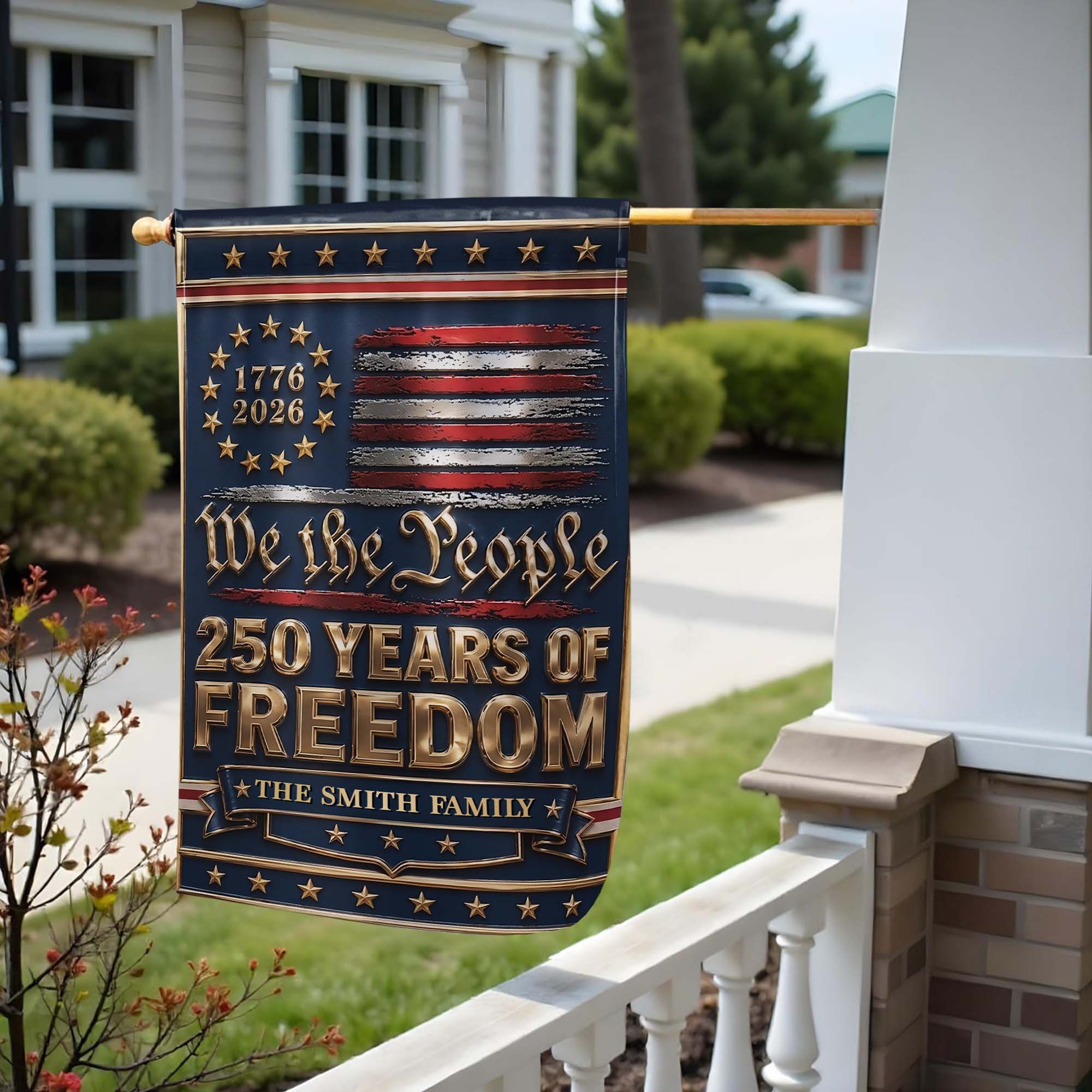 Personalized Double-Sided Garden Flag Custom Family Name Independence Day Gift