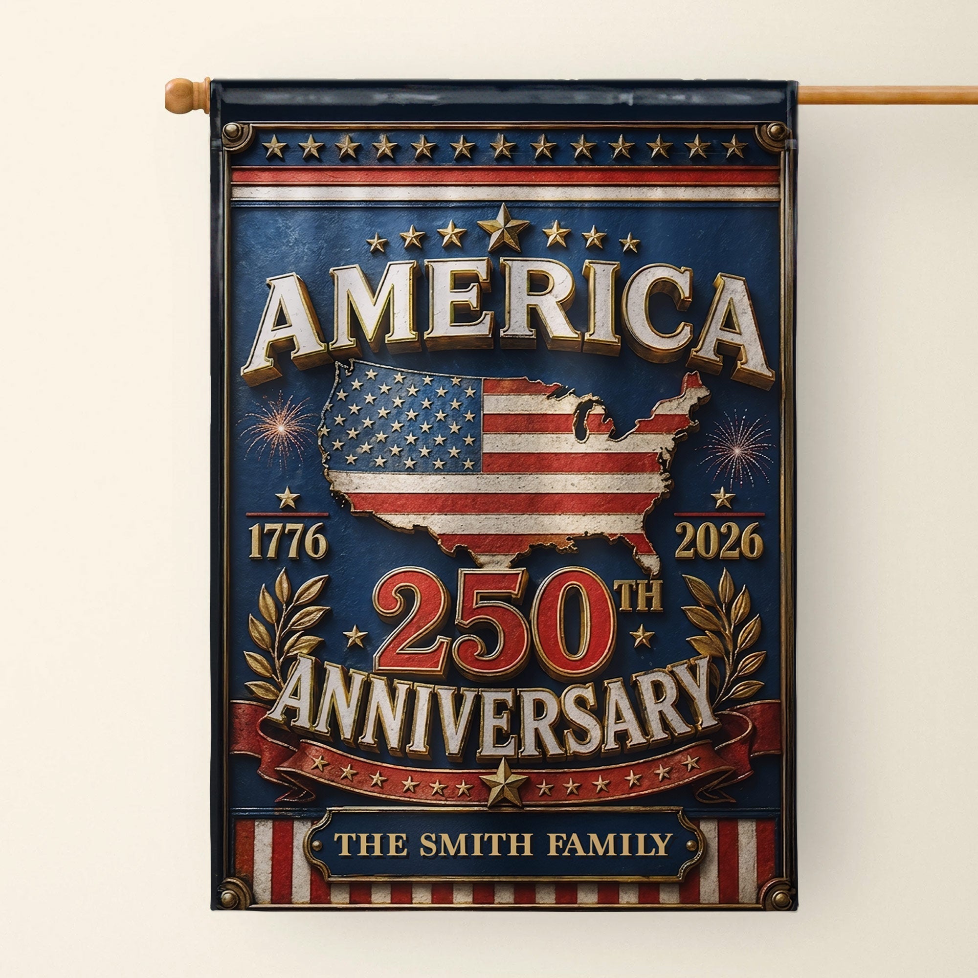 Personalized Garden Flag Custom Family Name USA Map Gift - 4th of July