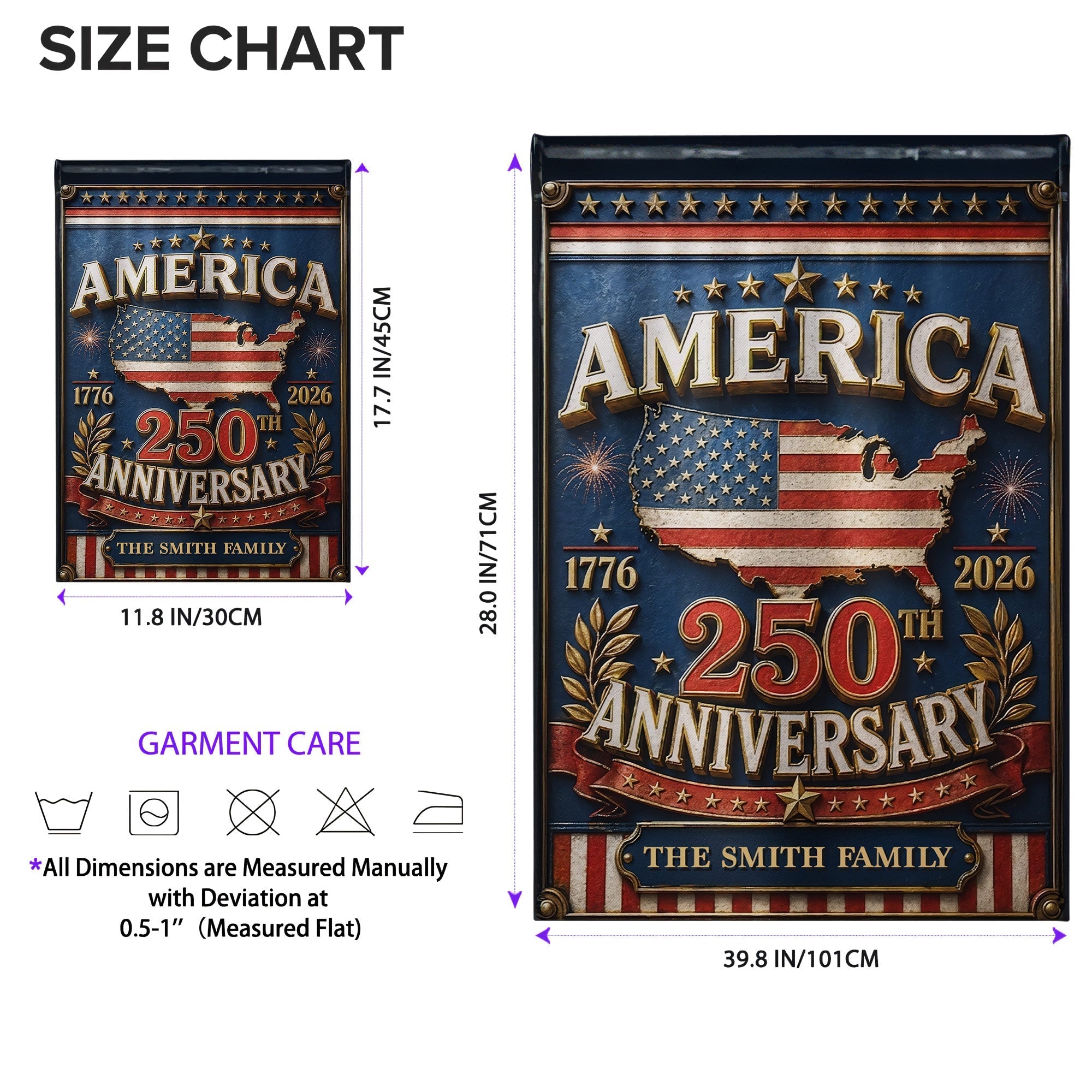 Personalized Garden Flag Custom Family Name USA Map Gift - 4th of July