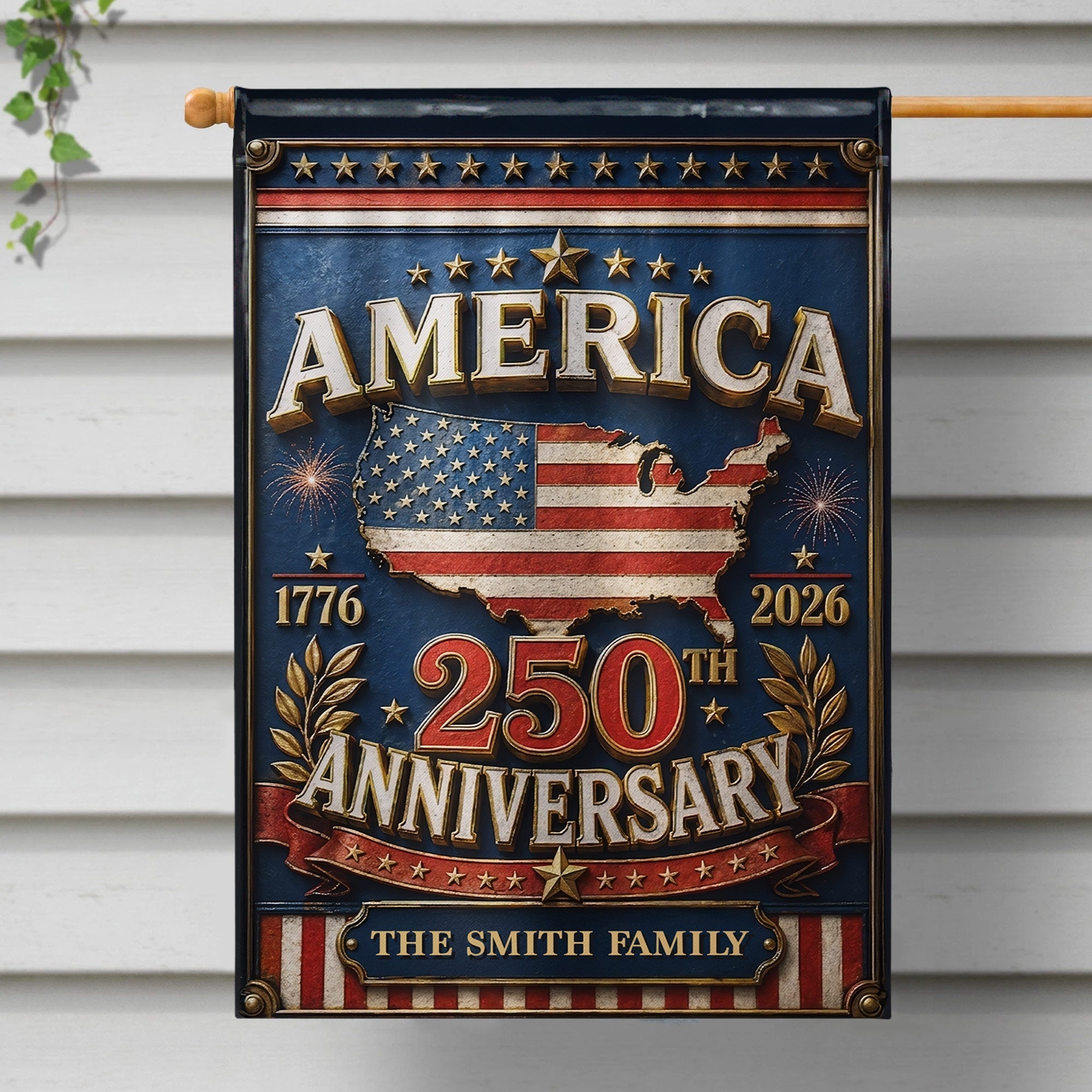 Personalized Garden Flag Custom Family Name USA Map Gift - 4th of July