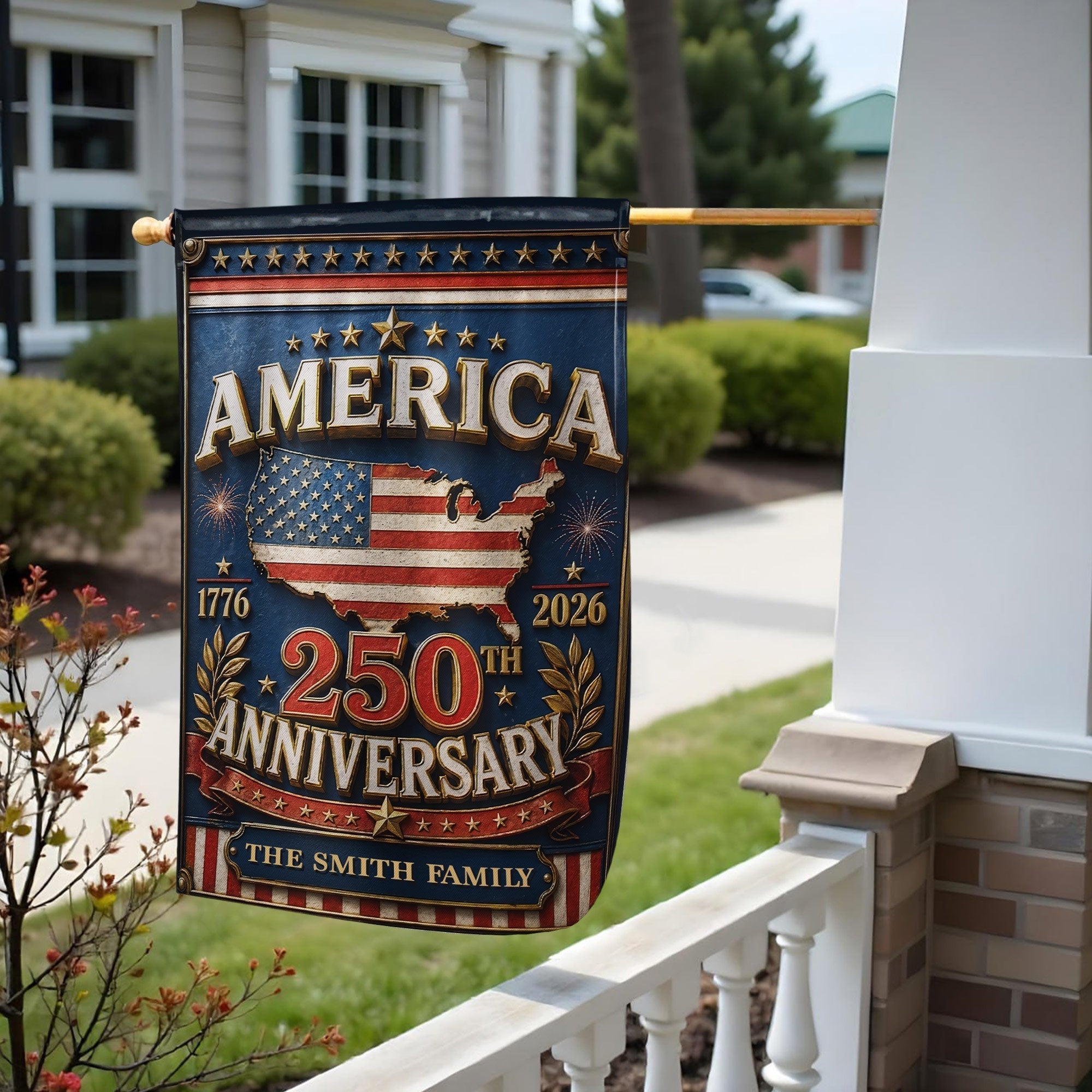 Personalized Garden Flag Custom Family Name USA Map Gift - 4th of July