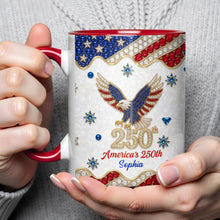 Load image into Gallery viewer, Personalized Jeweled Eagle Accent Mug Custom Design Gift
