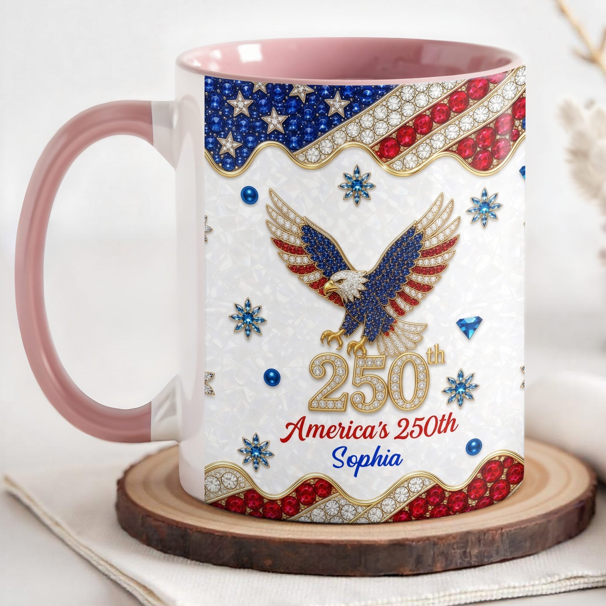 Personalized Jeweled Eagle Accent Mug Custom Design Gift