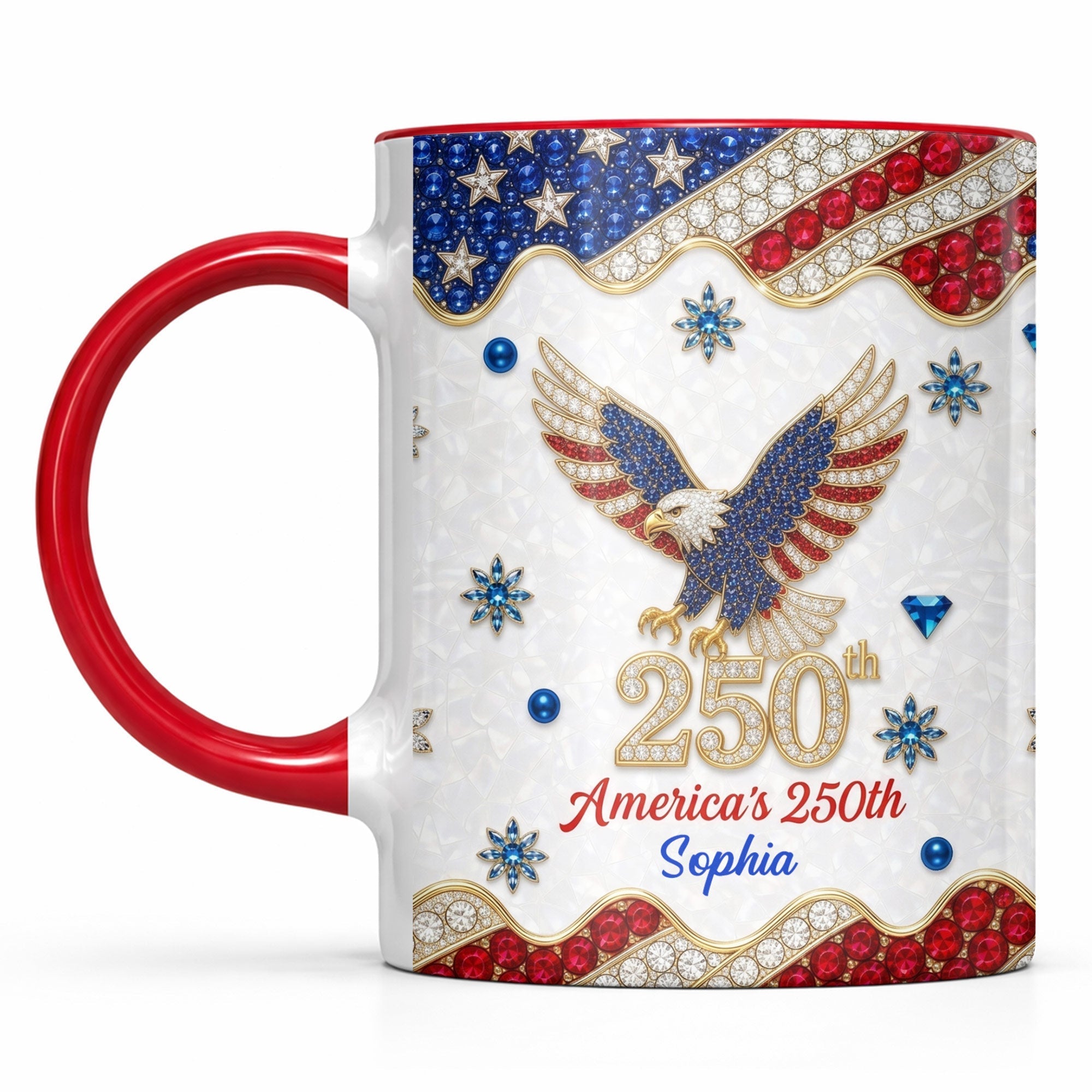 Personalized Jeweled Eagle Accent Mug Custom Design Gift