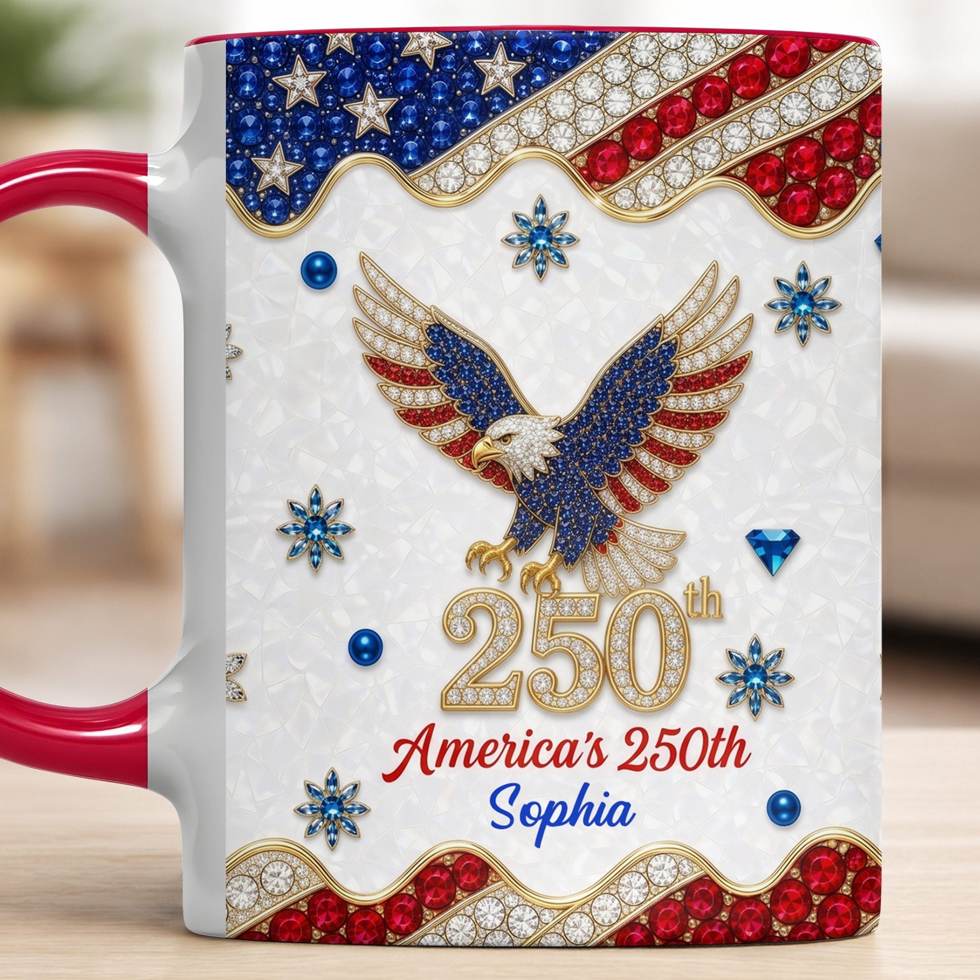 Personalized Jeweled Eagle Accent Mug Custom Design Gift
